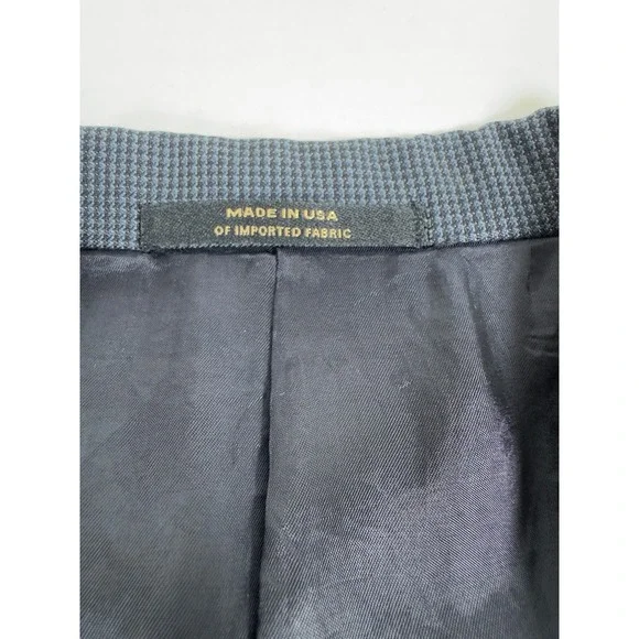 Hart Schaffner Marx Mens Blue Houndstooth 3 Button Blazer Sport Coat USA Prep